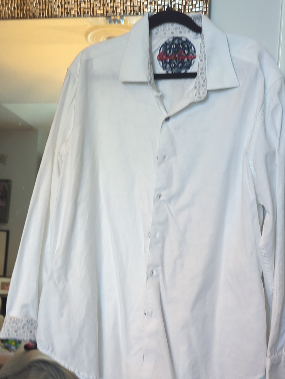 Robert Graham White Dress Shirt with Subtle Patterned Trim